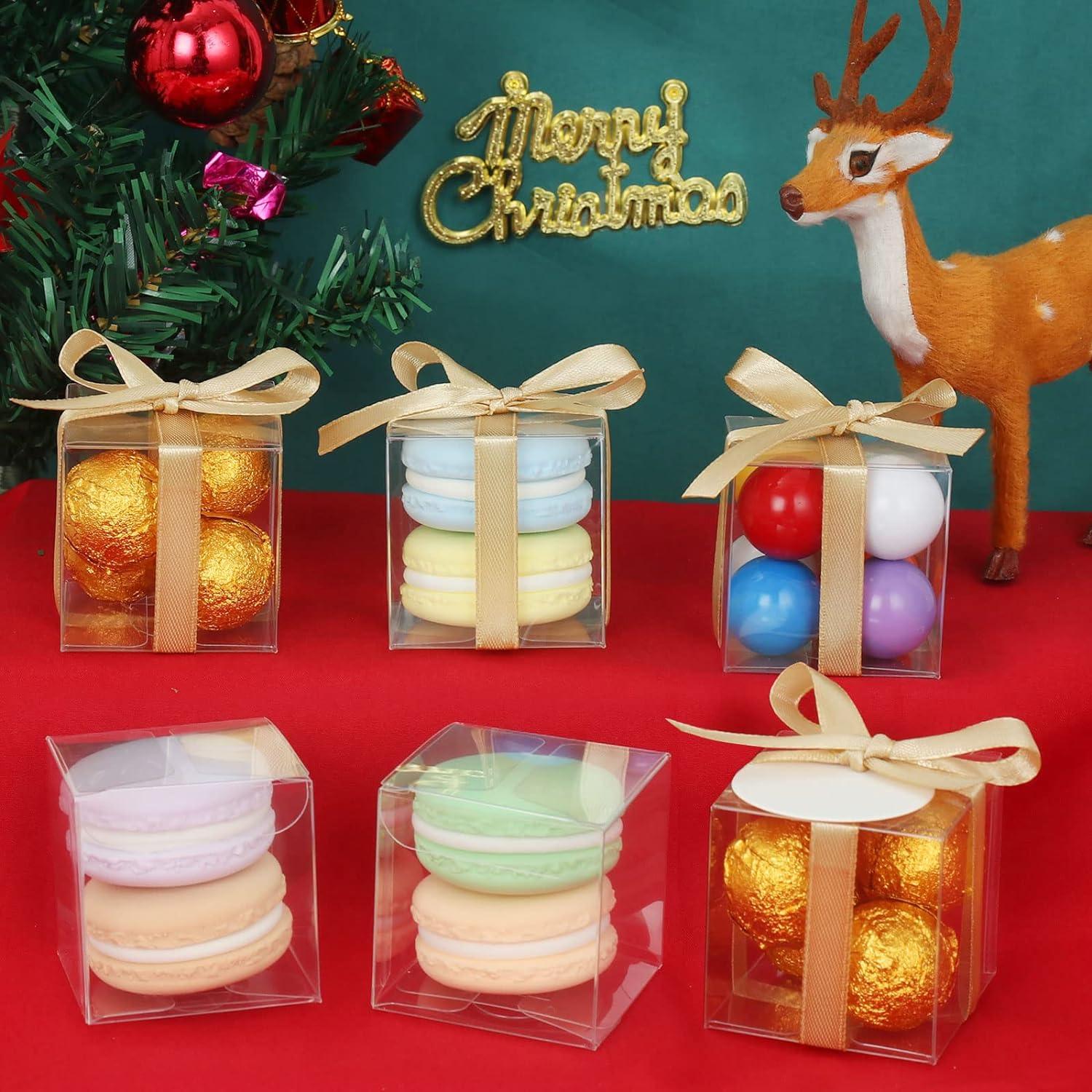 60 Pcs Clear Favor Boxes, Mini Transparent Cube Macaron Boxes Candy Boxes for Wedding Favors Baby Shower - Lasercutwraps Shop