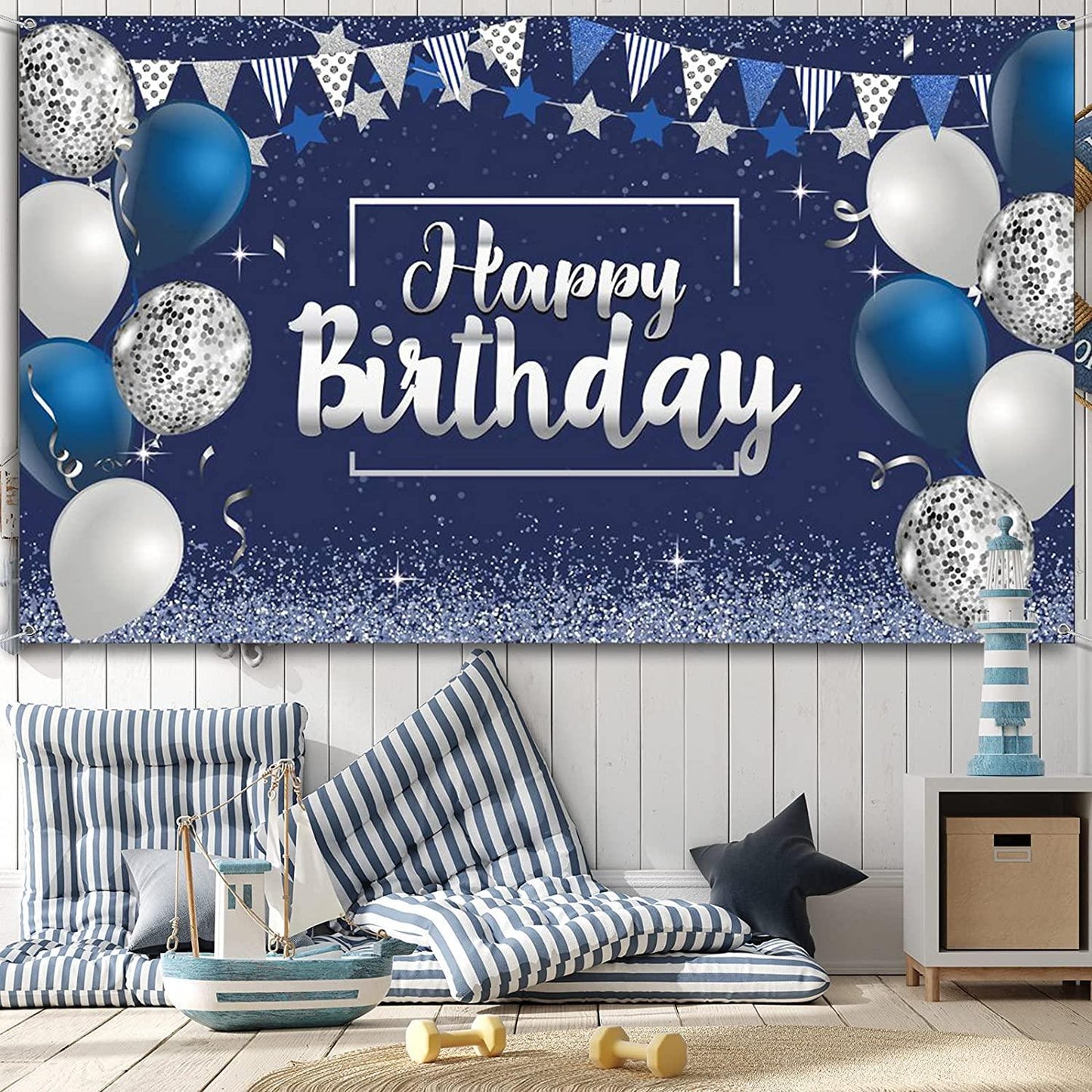 Happy Birthday Decorations Backdrop, Glitter Birthday Backdrop - Lasercutwraps Shop