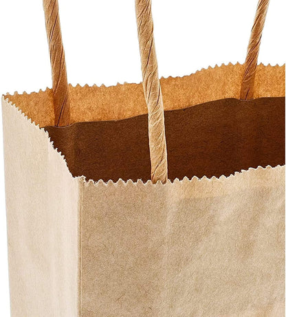 50 Pack Small Brown Kraft Paper Gift Bags with Handles (6.25x3.5x2.4) - Lasercutwraps Shop