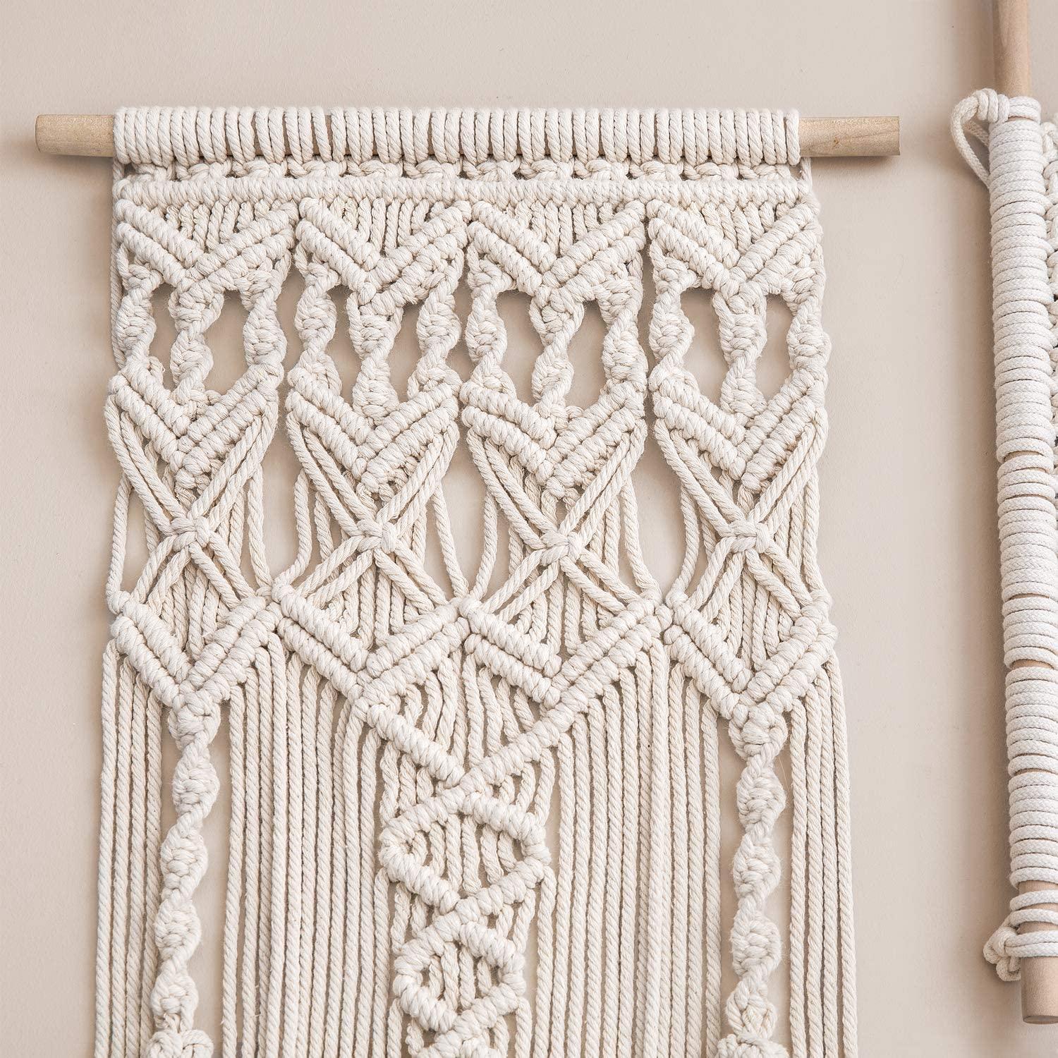 Macrame Wall Hanging Boho Home Chic Bohemian Geometric Woven Art 13" x 29" - Lasercutwraps Shop