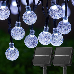 Solar String Lights Outdoor Waterproof, 2 Pack 60 LED 36.5 FT Each, Crystal Globe Lights with 8 Lighting Modes - Lasercutwraps Shop