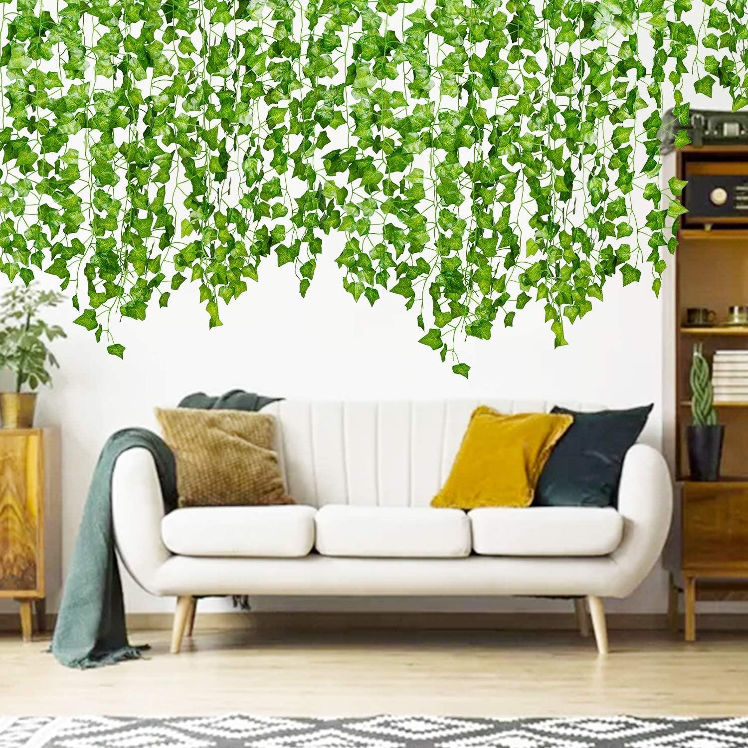 84 Feet 12 Strands Artificial Ivy Leaf Plants Vine Hanging Garland Fake Foliage Flowers Home Kitchen Garden Office Wedding Wall Decor - Lasercutwraps Shop