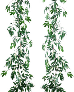 2 Pack Artificial Hanging Leaves Vines 5.7 Ft Fake Willow Leaves Twigs Silk Plant Leaves Garland String in Green for Wedding Decor - Lasercutwraps Shop