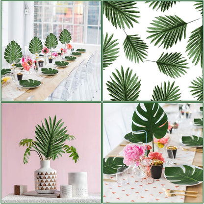 24 Pcs 2 Kinds Tropical Plant Palm Leaves Artificial Palm Leaves Faux Leaves Safari Leaves Hawaiian Luau Party Suppliers Decorations - Lasercutwraps Shop