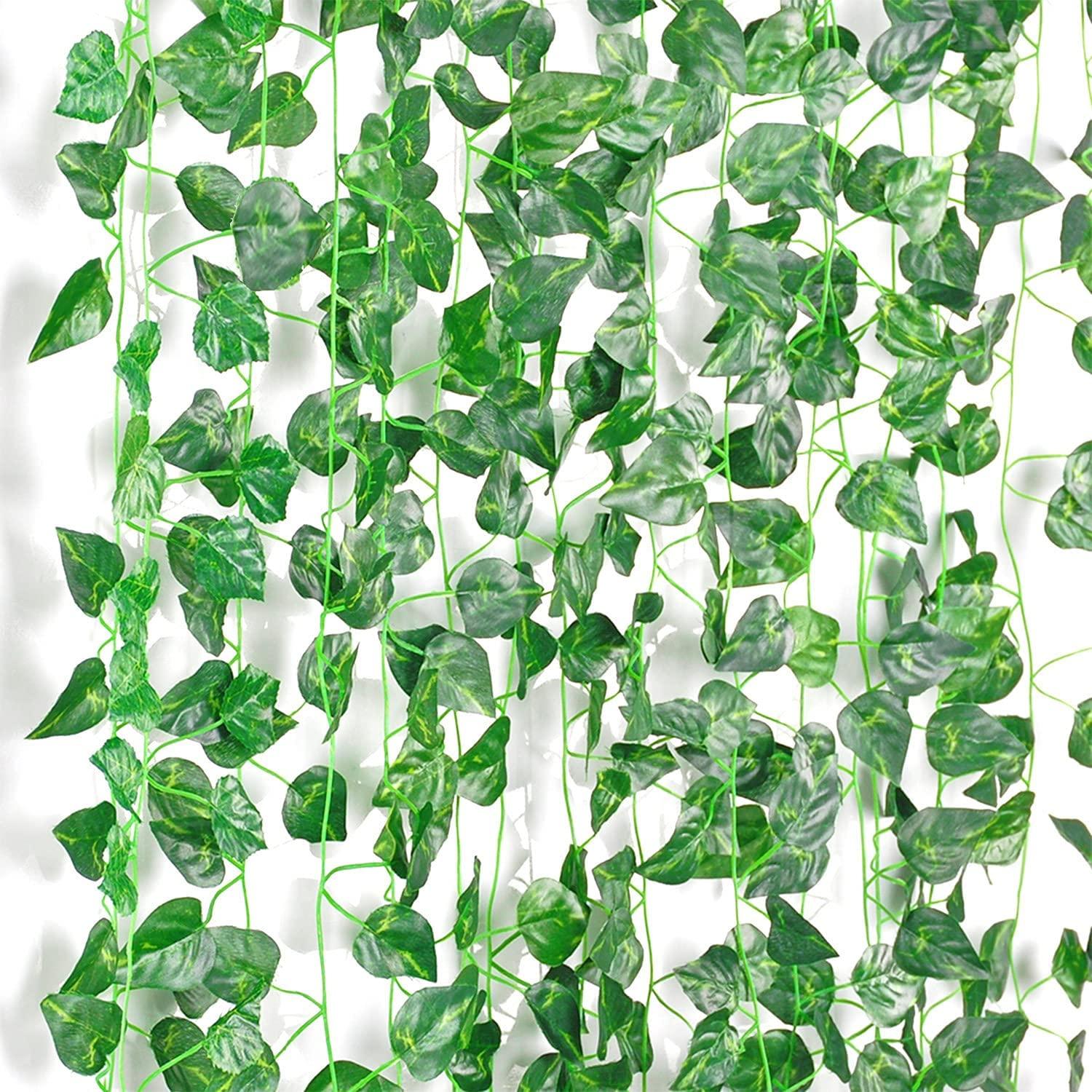 84 Ft 12 Strands Fake Ivy Leaves Artificial Ivy Garland Greenery Decor Faux Green Hanging Plant Vine for Wall Party Wedding Decoration - Lasercutwraps Shop