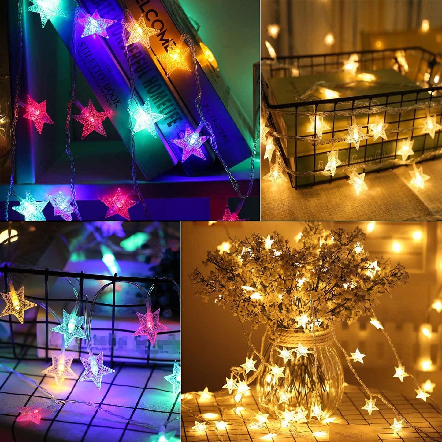 Color Changing Star String Lights Plug in 33 Feet 100 Led Star Fairy Lights with Remote and Timer - Lasercutwraps Shop