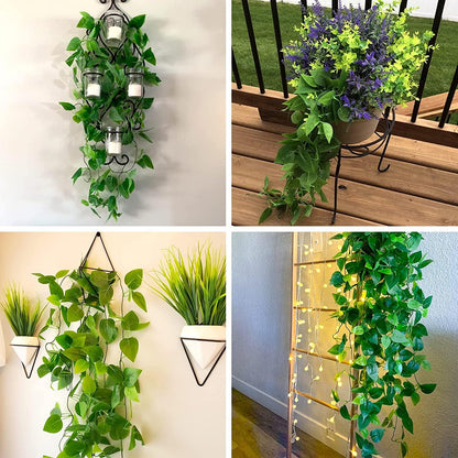ivy hanging plant outdoor Cewor 2pcs Fake Hanging Plants 3.6ft Fake Ivy Vine Artificial Ivy Leaves for Wedding Wall House Room Patio Indoor Outdoor Home Shelf Office Decor