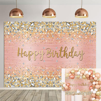 Diamonds Glitter Shining Pink and Gold Dot Sparkle Bokeh Photography Background - Lasercutwraps Shop