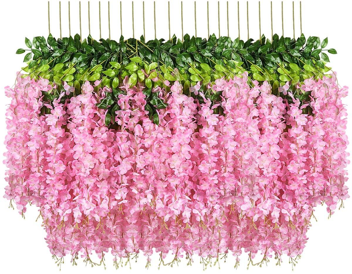 Artificial Wisteria Vine Hanging Garland Silk Long Hanging Bush Flowers String Wedding Birthday Home Party Decorations - Lasercutwraps Shop