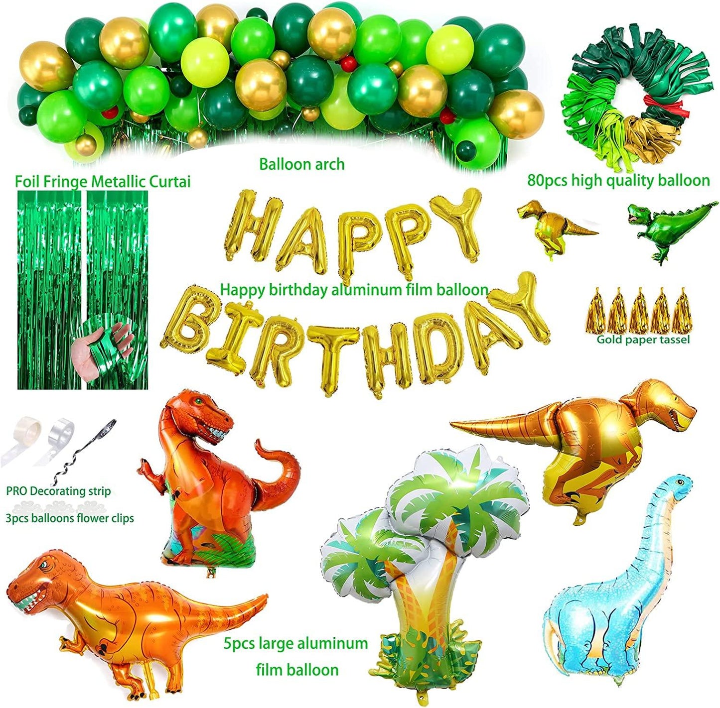 Dinosaur Birthday Party Decorations&Balloons Arch Garland Kit Dinosaurs Balloons,HAPPY BIRTHDAY Balloons - Lasercutwraps Shop