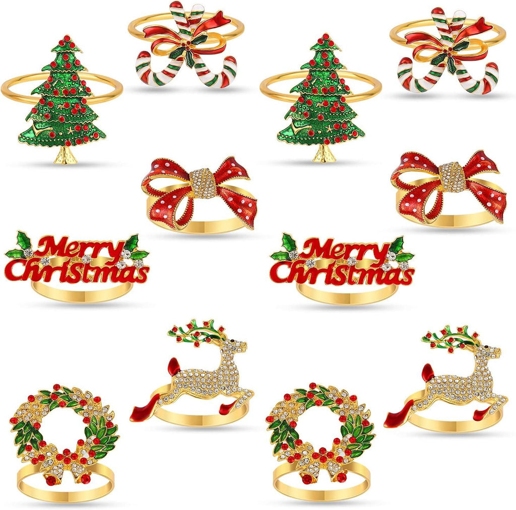 Christmas Napkin Rings Set of 12,Napkin Rings Holders for Christmas Dinning Table Setting Wedding Receptions, Christmas - Lasercutwraps Shop