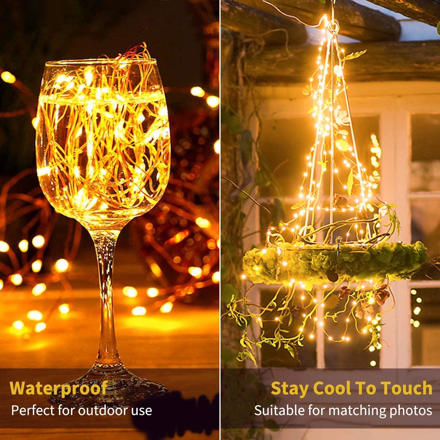 40Ft 120 LED Waterproof Copper Wire Firefly Lights,Starry String Lights for Wedding Indoor Outdoor Christmas Garden Decoration, Warm White(No Remote) - Lasercutwraps Shop