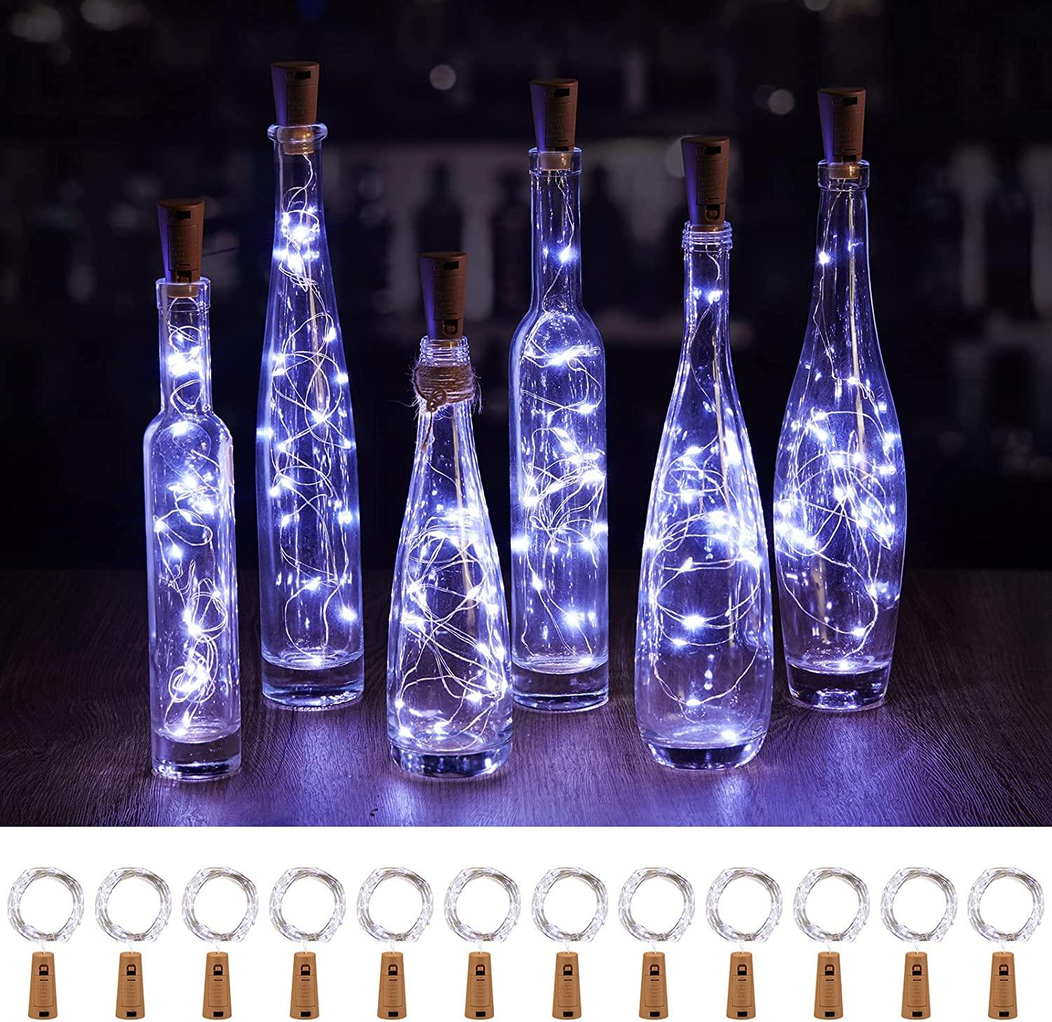 Wine Bottle Lights with Cork, Twinkle Lights 12 Pack 20 LED Waterproof Battery Operated Cork Lights DIY Party Bar Christmas Holiday Wedding Décor - Lasercutwraps Shop