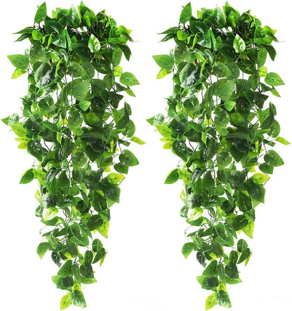 2pcs Artificial Hanging Plants 3.6ft Fake Ivy Vine Fake Ivy Leaves for Wall House Room Patio Indoor Outdoor Decor (No Baskets) - Lasercutwraps Shop