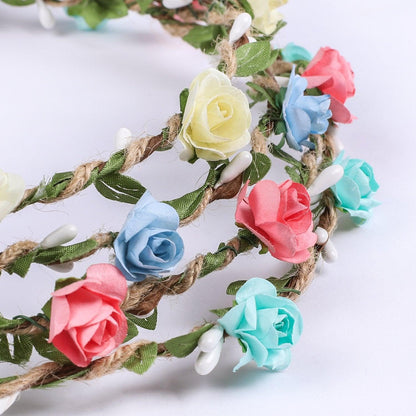 4 Pcs Flower Crown Floral Wreath Headband Floral Garland Headbands Bohemian Style Headdress for Wedding Bride Bridal Headwear - Lasercutwraps Shop