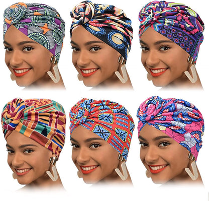 6 Pcs Pre Tied Knot Head Wraps for Women Turban African Headwrap - Lasercutwraps Shop