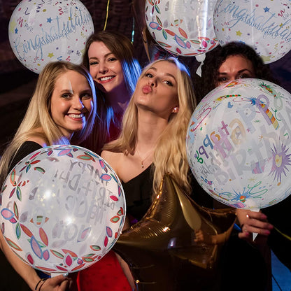 12 Pieces Happy Birthday Balloons Transparent Bobo Balloons Colorful 4D Balloons for Birthday Party Decorations - Lasercutwraps Shop