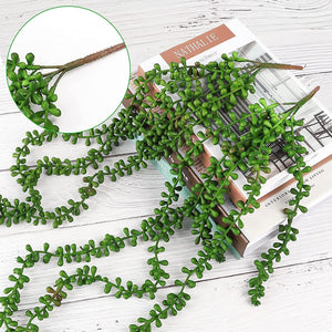 4pcs Artificial Succulents Hanging Plants Fake String of Pearls for Wall Home Garden Decor (24 Inches Each Length) - Lasercutwraps Shop