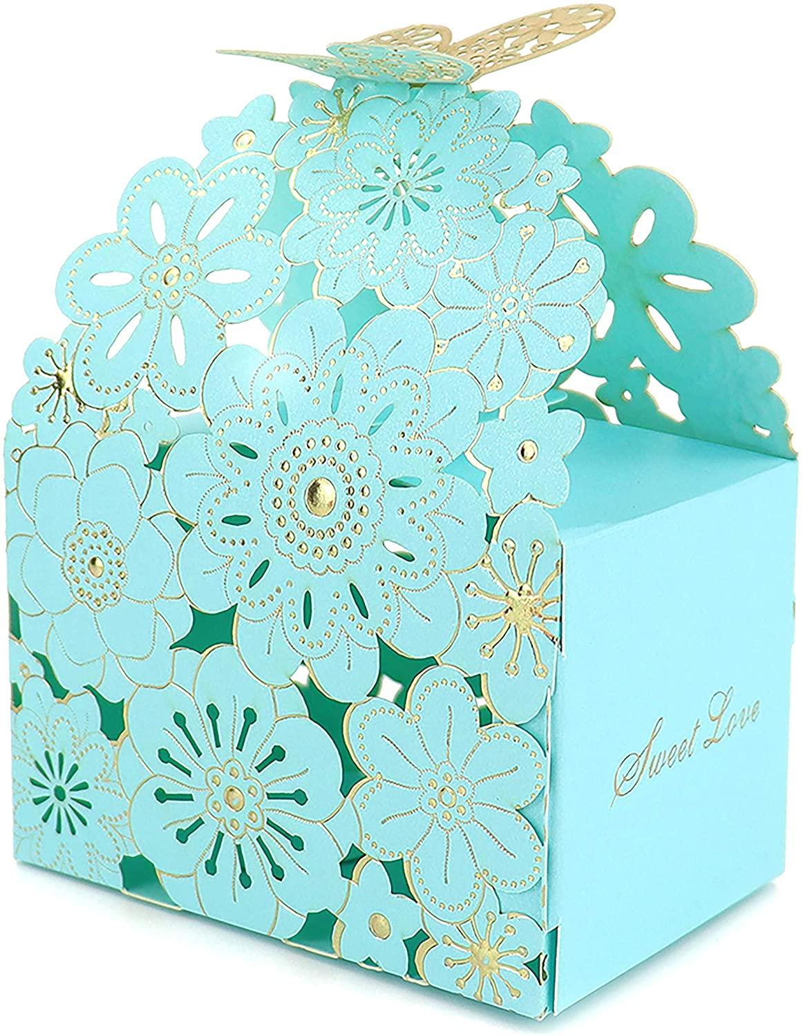 50Pcs/Set Flower Butterfly Hollow Candy Box Cookie Gift Boxes Romantic Wedding Favor Box - Lasercutwraps Shop