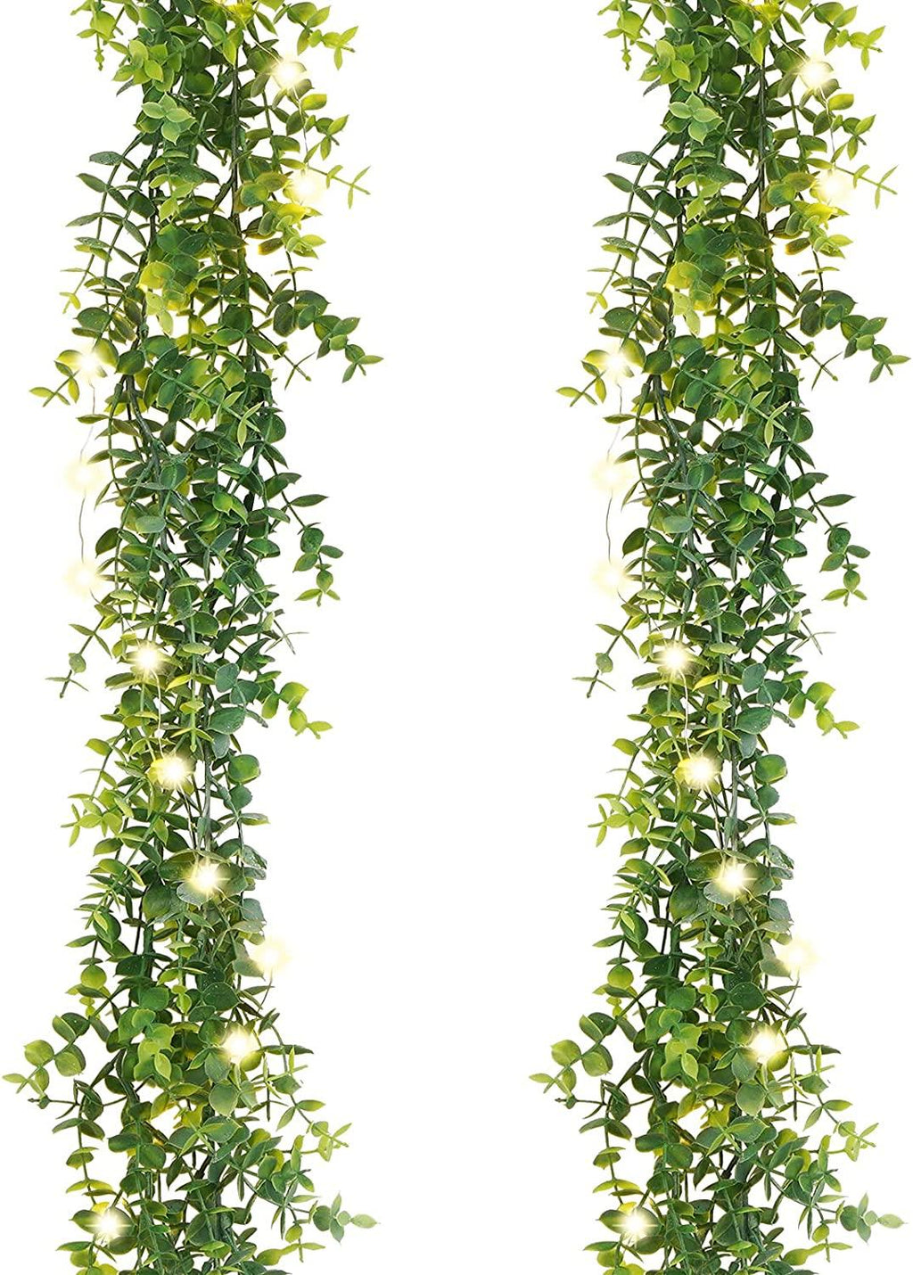 2 Pack 12ft Faux Eucalyptus Vines Greenery Garland with LED Light String Wedding Backdrop Arch - Lasercutwraps Shop