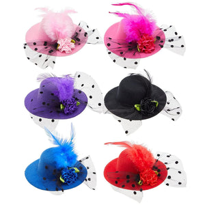 Tiny Tea Party hats for Girls, Women, Fancy Mini Decorative Hair Clips (4 inch, 6 Pack) - Lasercutwraps Shop