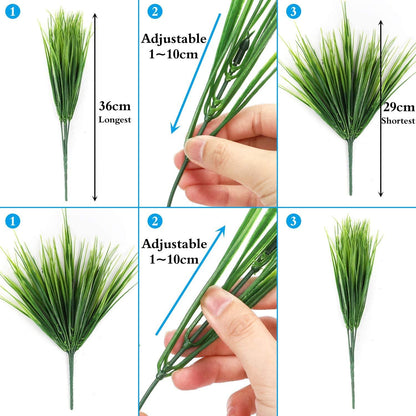 14pcs Artificial Plants Outdoor, UV Resistant Fake Grass Outdoor Plants, Plastic Wheat Grass Artificial Greenery Shrubs for Outside - Lasercutwraps Shop