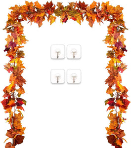 2 Pack Fall Garland Maple Leaf, 5.9Ft/Piece Hanging Vine Garland, Artificial Autumn Garland Thanksgiving Decoration for Home Wedding - Lasercutwraps Shop