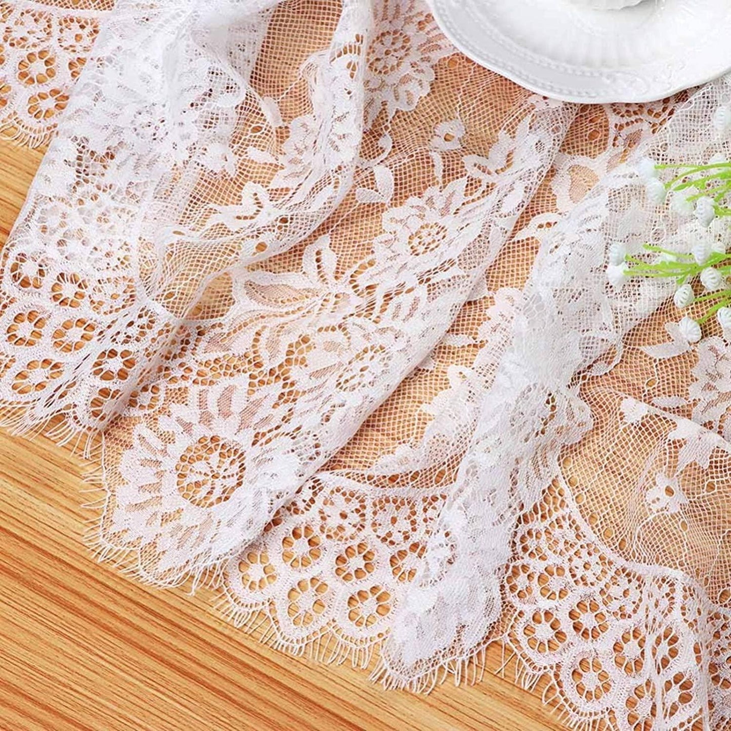 Lace Tablecloth White Wedding Tablecloths 60x120 Inch Vintage Rustic Farmhouse Table Fabric for Romantic Wedding Table Decorations - Lasercutwraps Shop