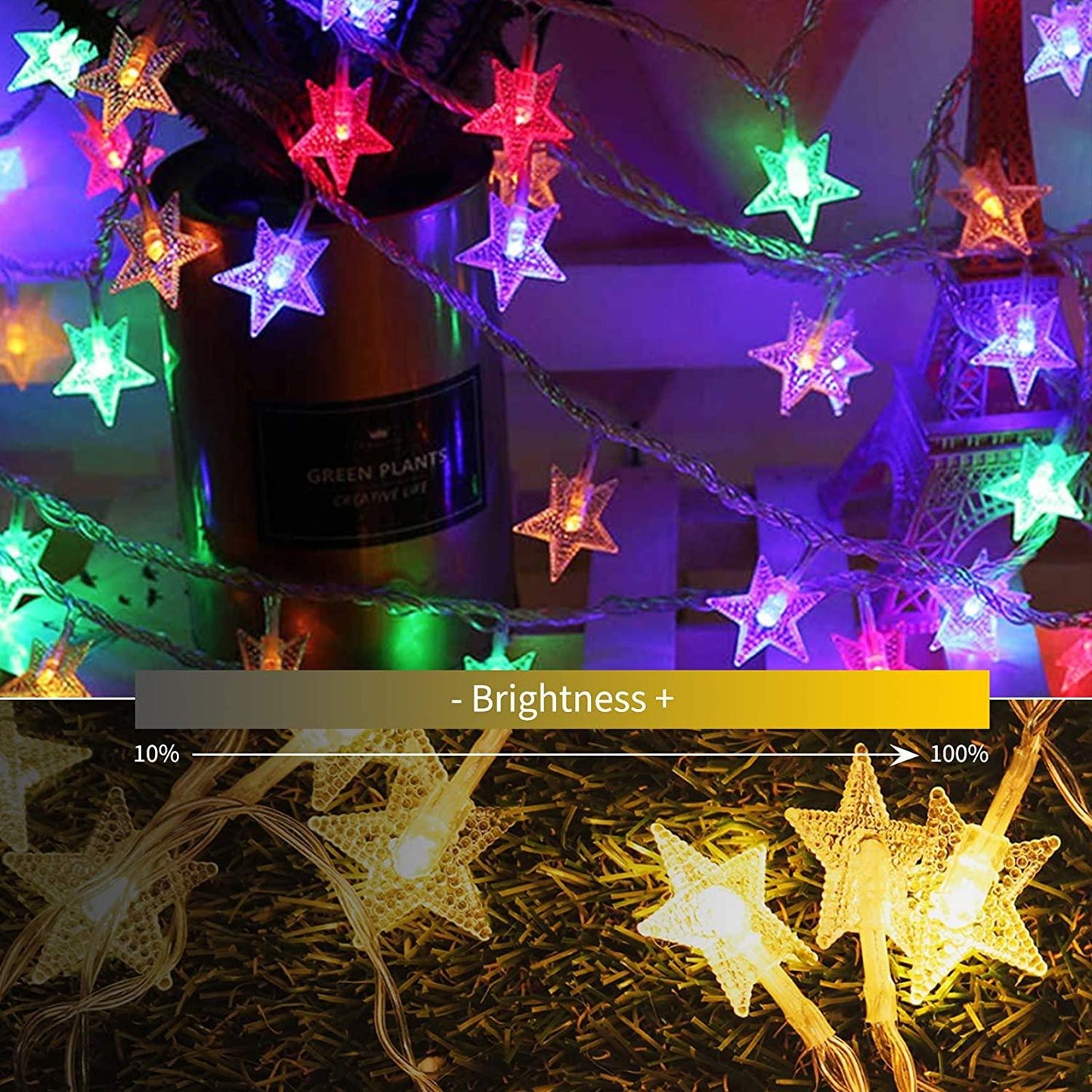 Color Changing Star String Lights Plug in 33 Feet 100 Led Star Fairy Lights with Remote and Timer - Lasercutwraps Shop