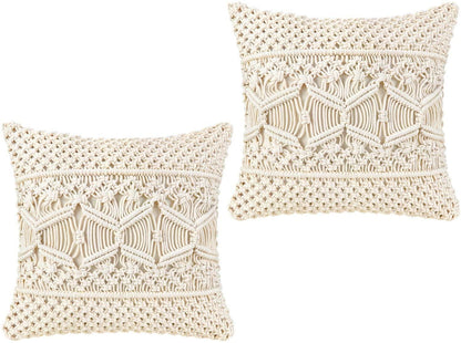 Throw Pillow Cover Macrame Cushion Case (Pillow Inserts Not Included) Set of 2 - Lasercutwraps Shop