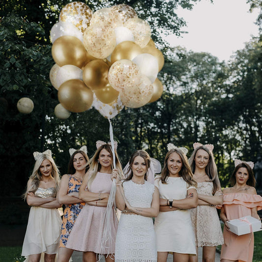 60 Pack Gold Balloons + Gold Confetti Balloons w/Ribbon | Balloons Gold - Lasercutwraps Shop