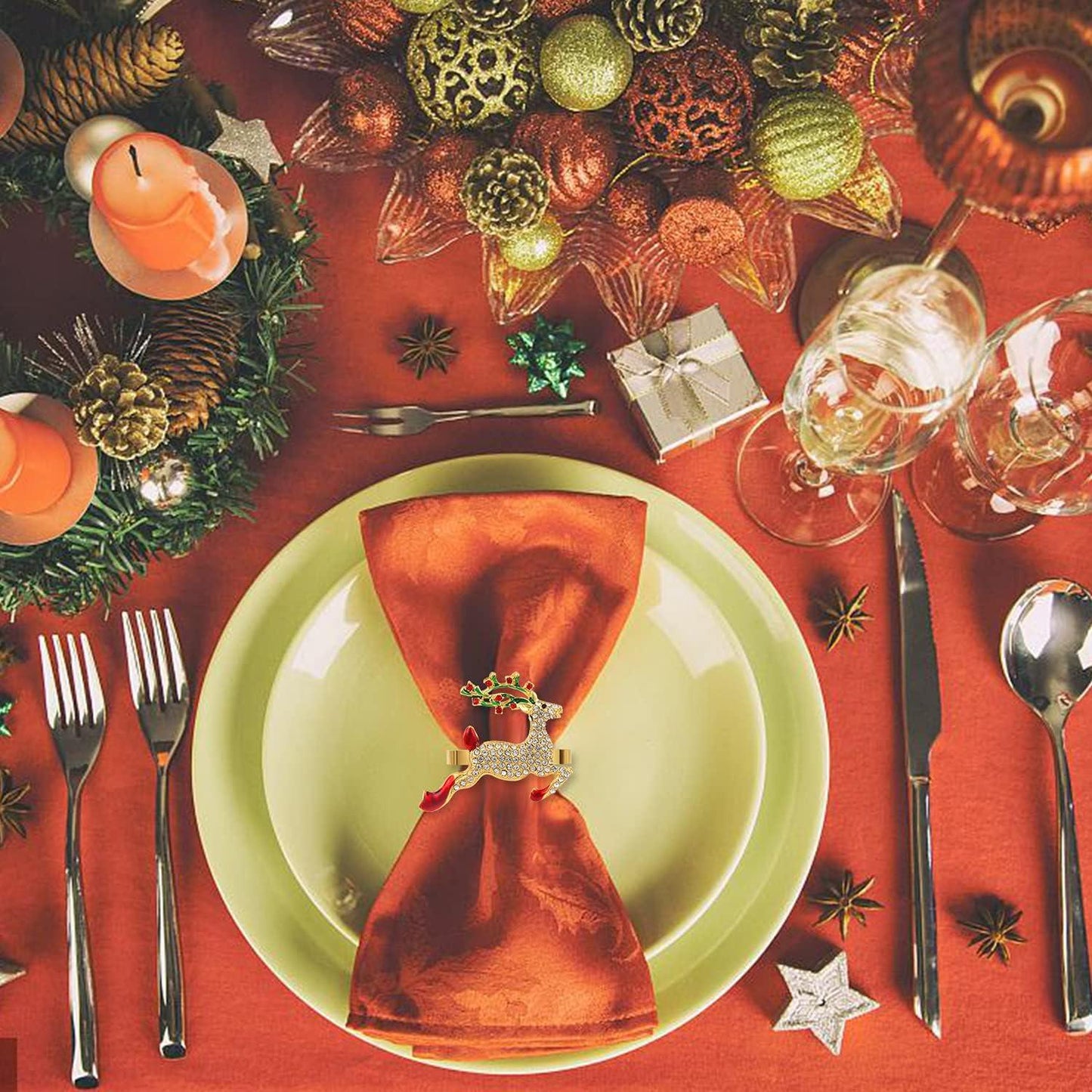 Christmas Napkin Rings Set of 12,Napkin Rings Holders for Christmas Dinning Table Setting Wedding Receptions, Christmas - Lasercutwraps Shop