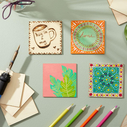 60 Pack Unfinished Wood Squares for Crafts, Wooden Tiles for DIY Wall Art, Games (3x3 In) - Lasercutwraps Shop
