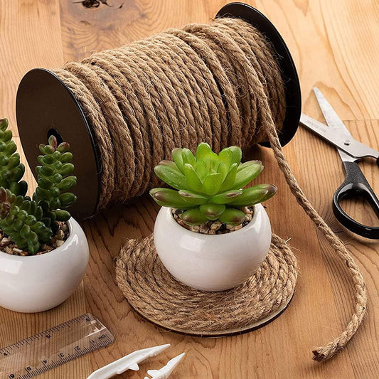 Nautical Rope for Crafts 100 Feet 5mm, Thick Hemp Jute Twine, Brown - Lasercutwraps Shop
