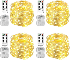 4 Pack 20 Ft 60 LED Fairy Lights Battery Operated Christmas Lights with Remote Waterproof 8 Modes Firefly Twinkle String Lights - Lasercutwraps Shop