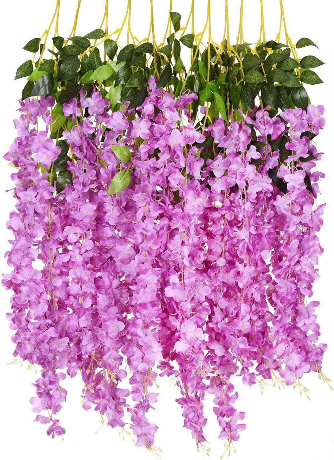 Artificial Fake Wisteria Vine Ratta Hanging Garland Silk Flowers String Home Party Wedding Decor - Lasercutwraps Shop