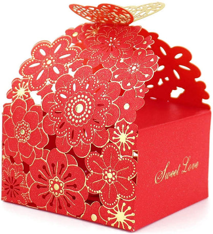 50Pcs/Set Flower Butterfly Hollow Candy Box Cookie Gift Boxes Romantic Wedding Favor Box - Lasercutwraps Shop