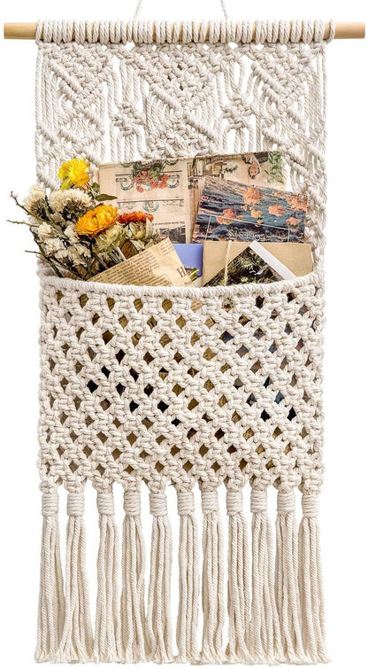 Macrame Wall Holder Small Mail Letters Storage Organizer - Lasercutwraps Shop