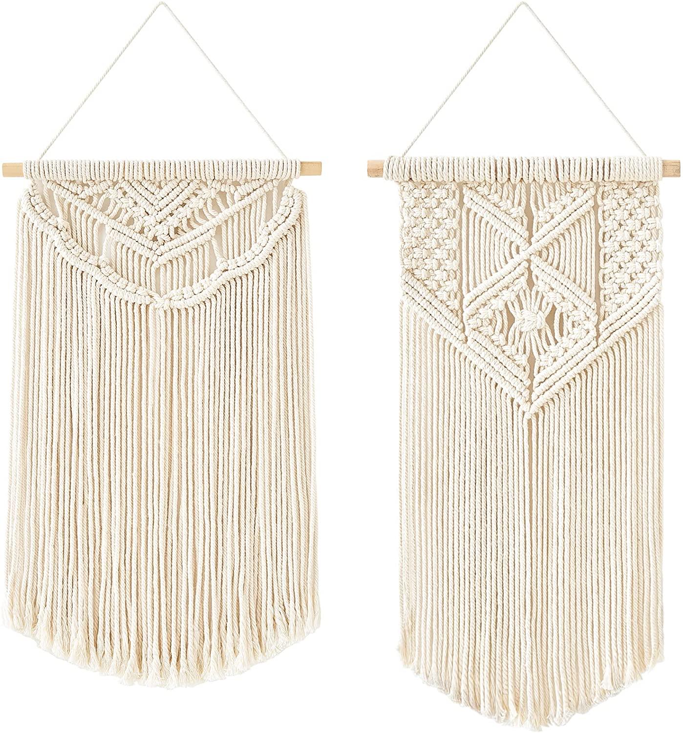 2 Pcs Macrame Wall Hanging Art Woven Boho Wall Decor - Lasercutwraps Shop