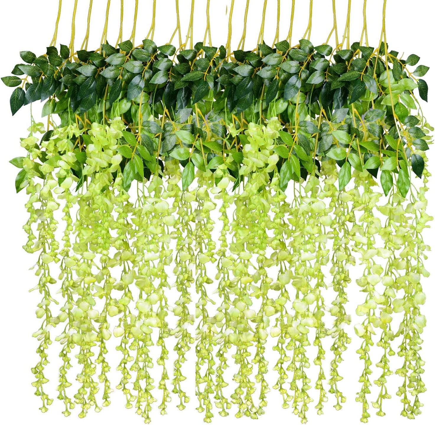 12 Pack 1 Piece 3.6 Feet Artificial Fake Wisteria Vine Ratta Hanging Garland Silk Flowers String Home Party Wedding Decor - Lasercutwraps Shop