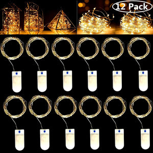 12 Packs LED Fairy Lights CR2032 Battery Operated String Wire Christmas Light,3.3Ft(1 Meters) 10 LED Firefly Starry Moon Lights for Birthday Wedding - Lasercutwraps Shop