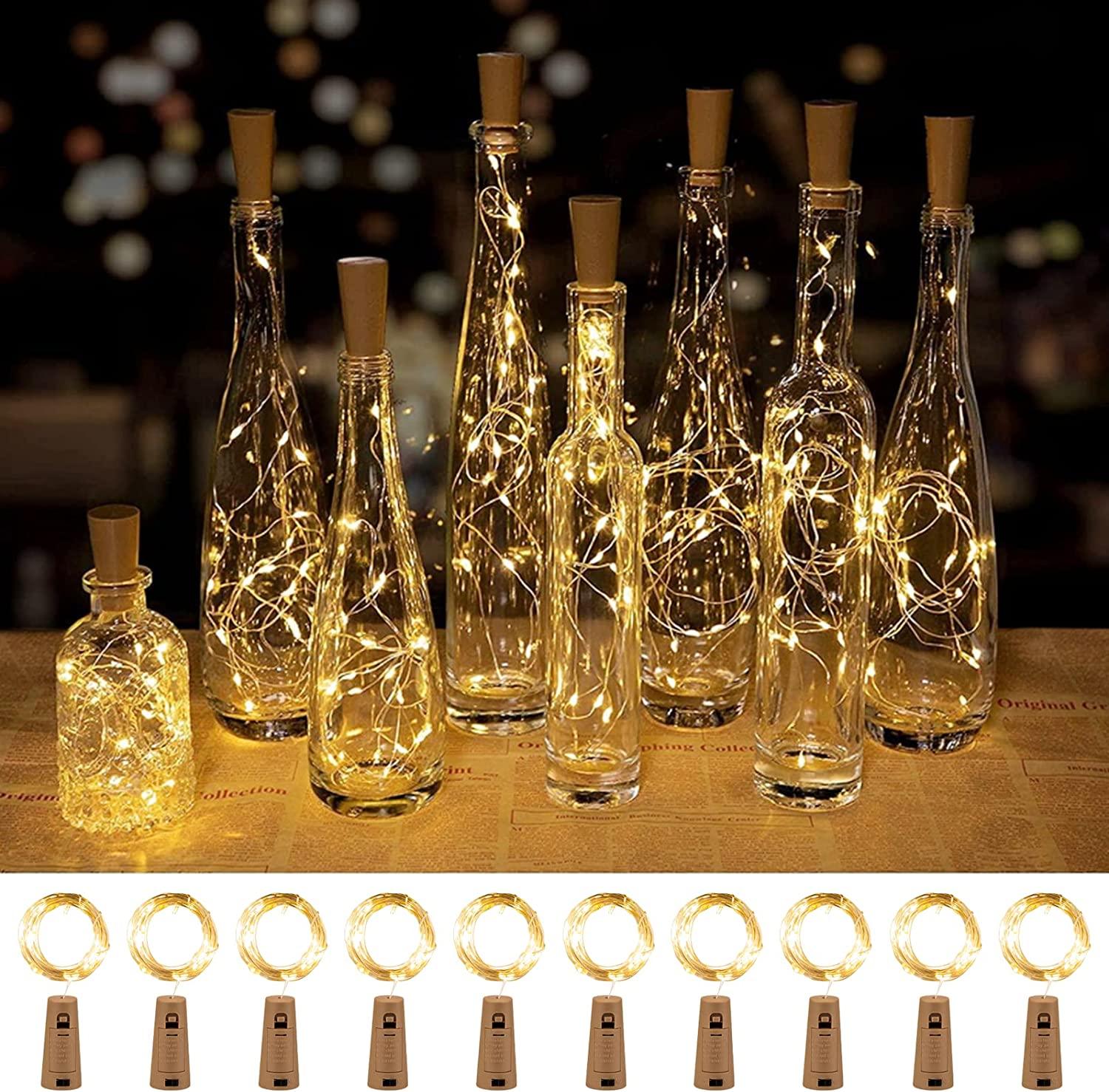 20pcs Wine Bottle Lights with Cork, 20 LED Waterproof Battery Operated Cork Lights for Liquor Bottles Wedding Décor - Lasercutwraps Shop
