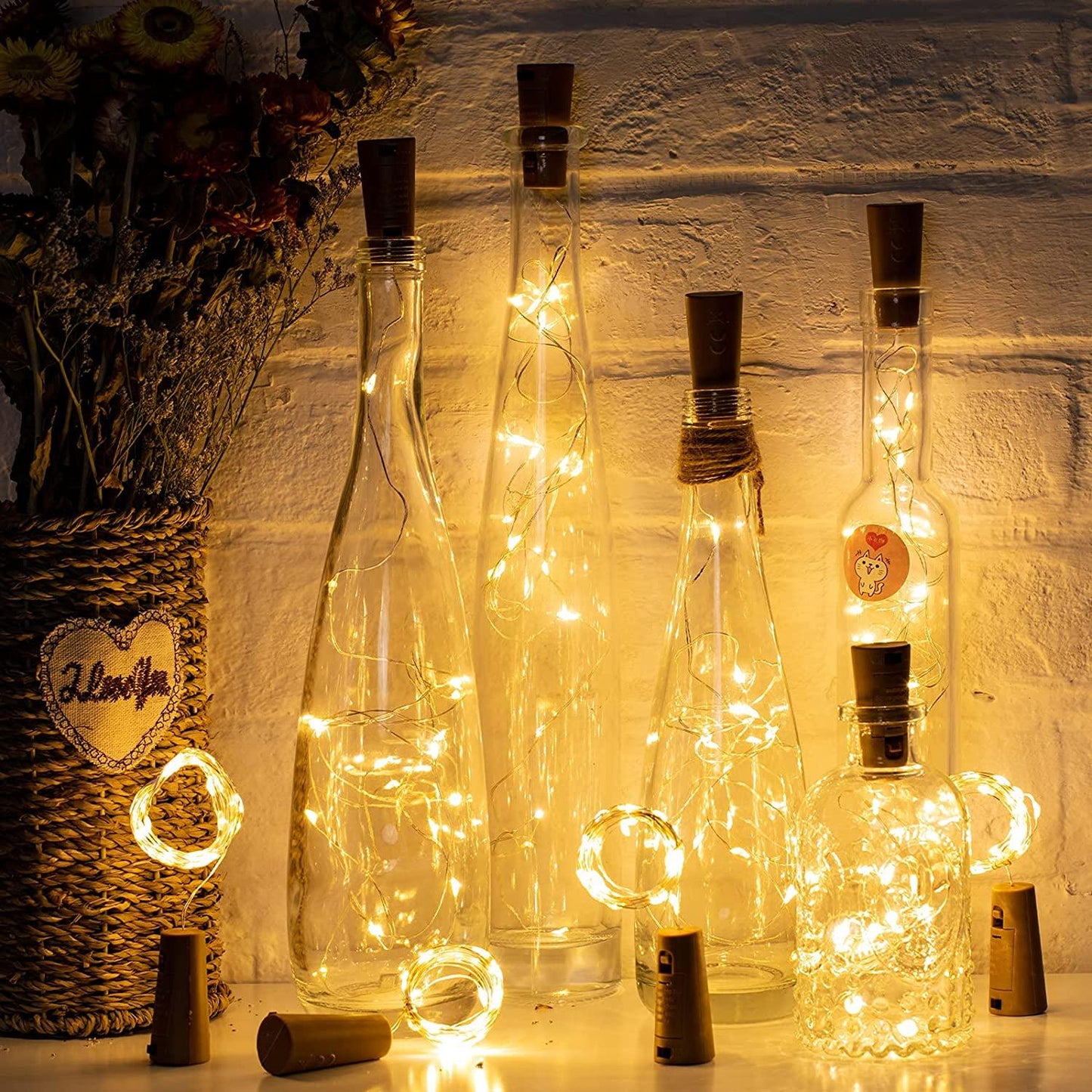 Wine Bottle Lights with Cork, Twinkle Lights 12 Pack 20 LED Waterproof Battery Operated Cork Lights DIY Party Bar Christmas Holiday Wedding Décor - Lasercutwraps Shop