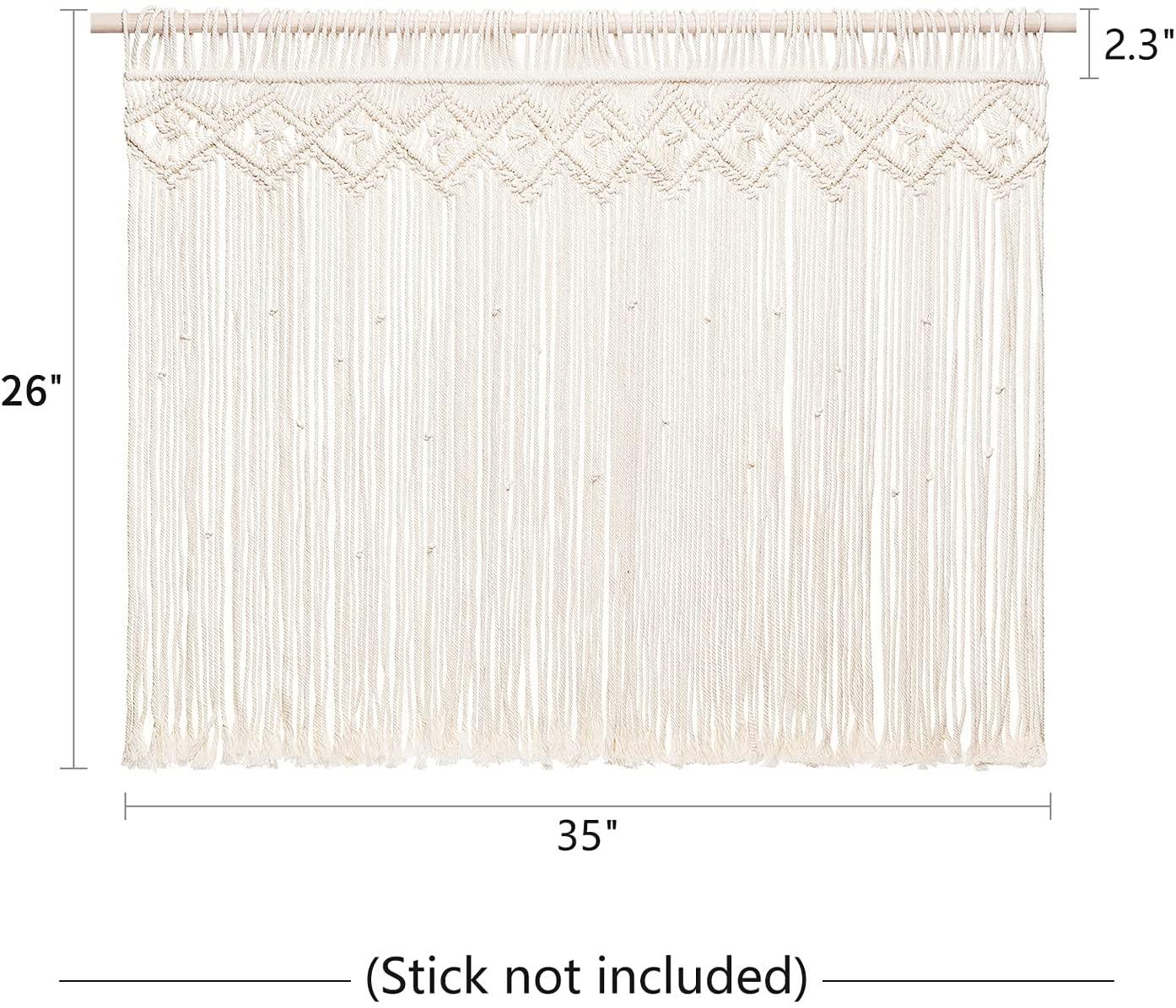 Wide Macrame Valance, 35" W x 26" H Short Window Treatments Panels Curtain - Lasercutwraps Shop