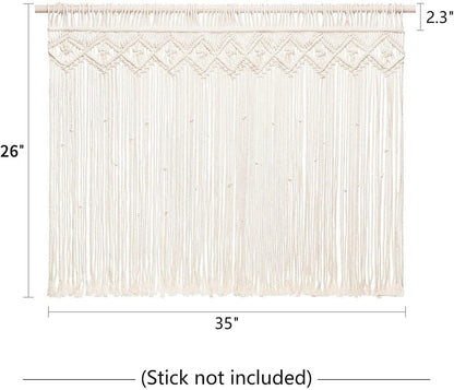 Wide Macrame Valance, 35" W x 26" H Short Window Treatments Panels Curtain - Lasercutwraps Shop