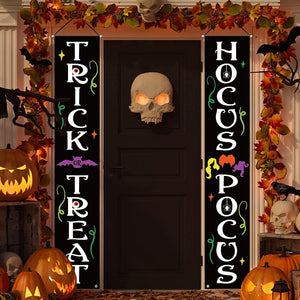 Halloween Decorations Outdoor | Trick or Treat & It's October Witches Front Porch Banners for Halloween Porch Decor - Lasercutwraps Shop