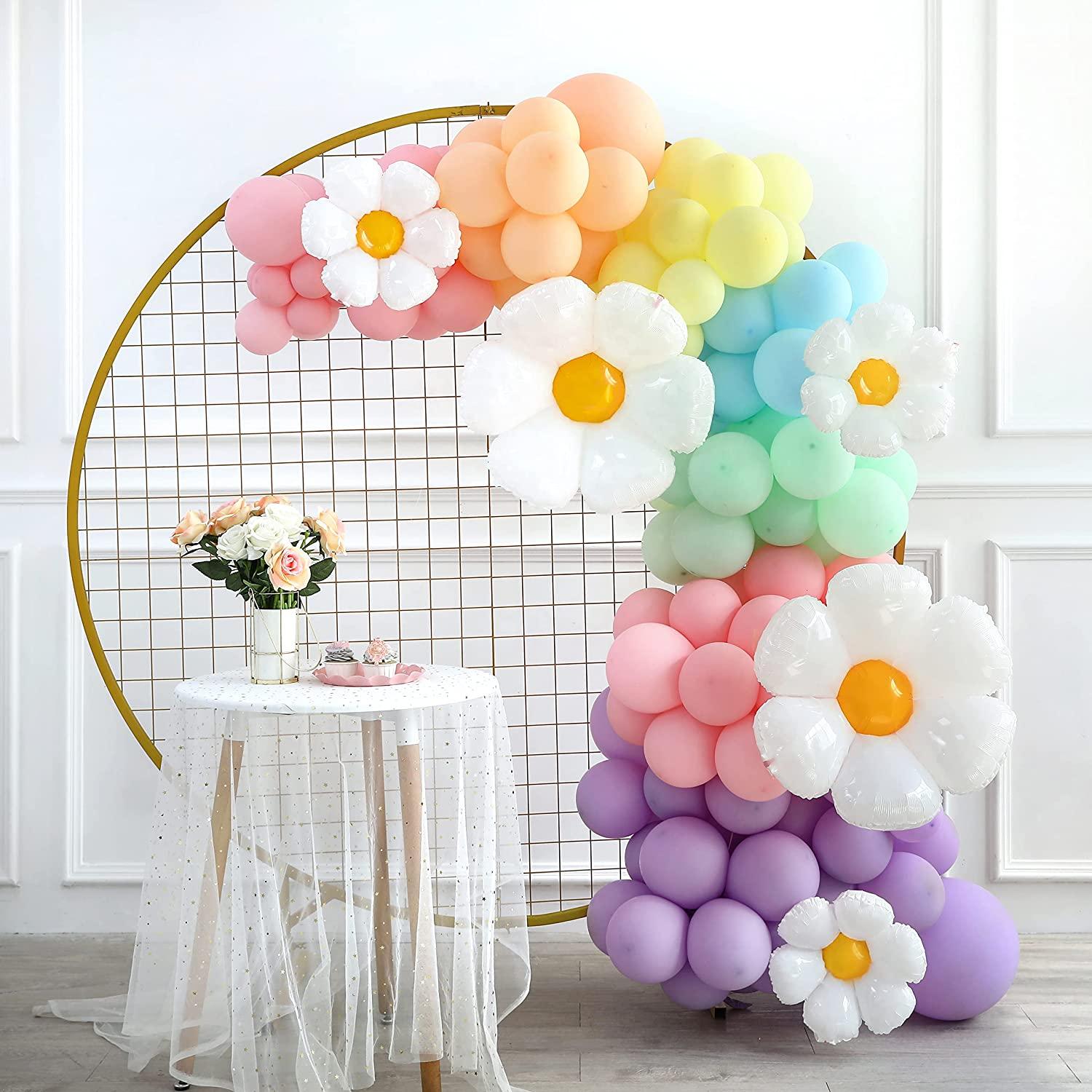 159Pcs Daisy Balloon Garland Arch Kit White Groovy Daisy Flower Macaron Pastel Balloons Garland - Lasercutwraps Shop