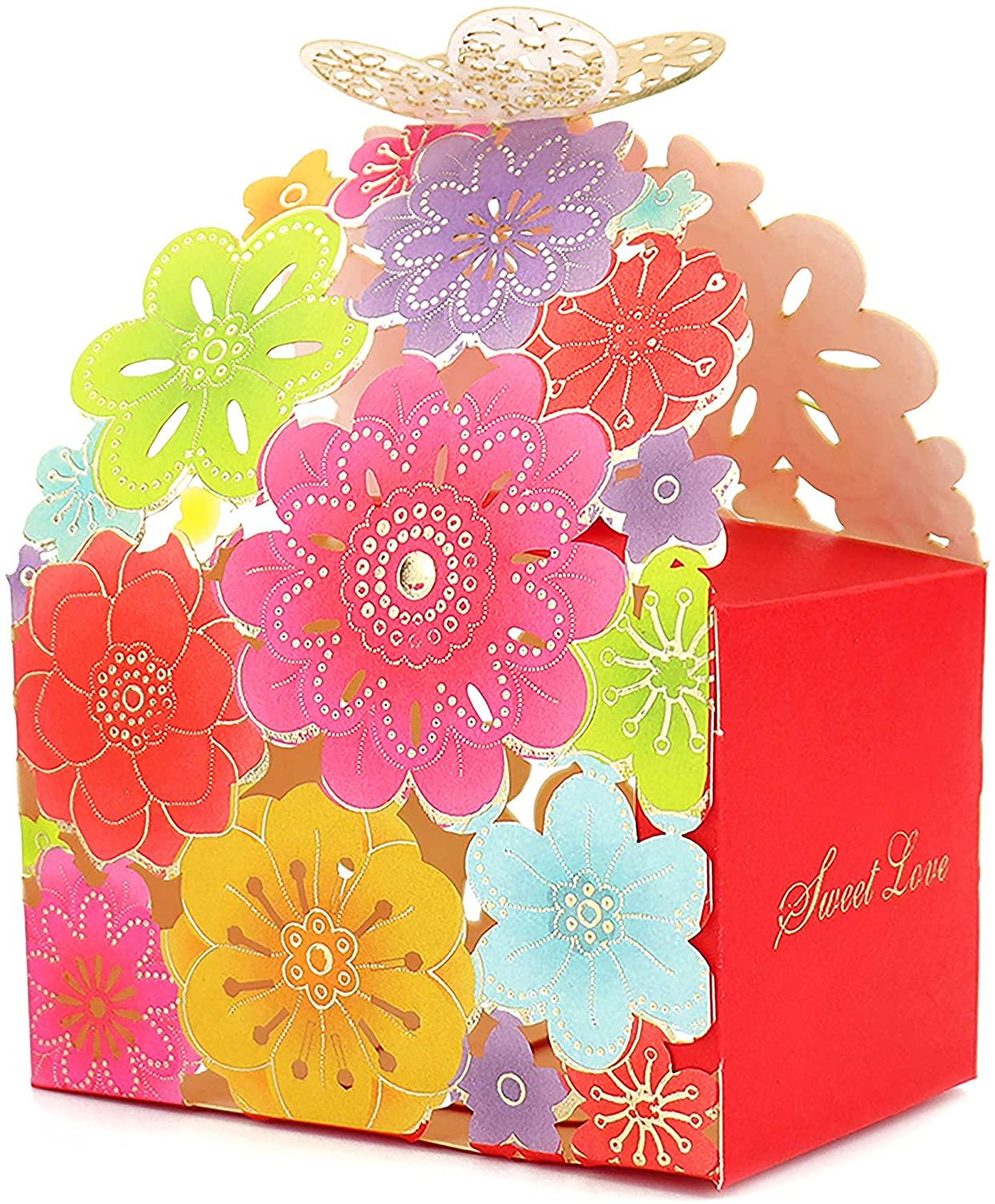 50Pcs/Set Flower Butterfly Hollow Candy Box Cookie Gift Boxes Romantic Wedding Favor Box - Lasercutwraps Shop