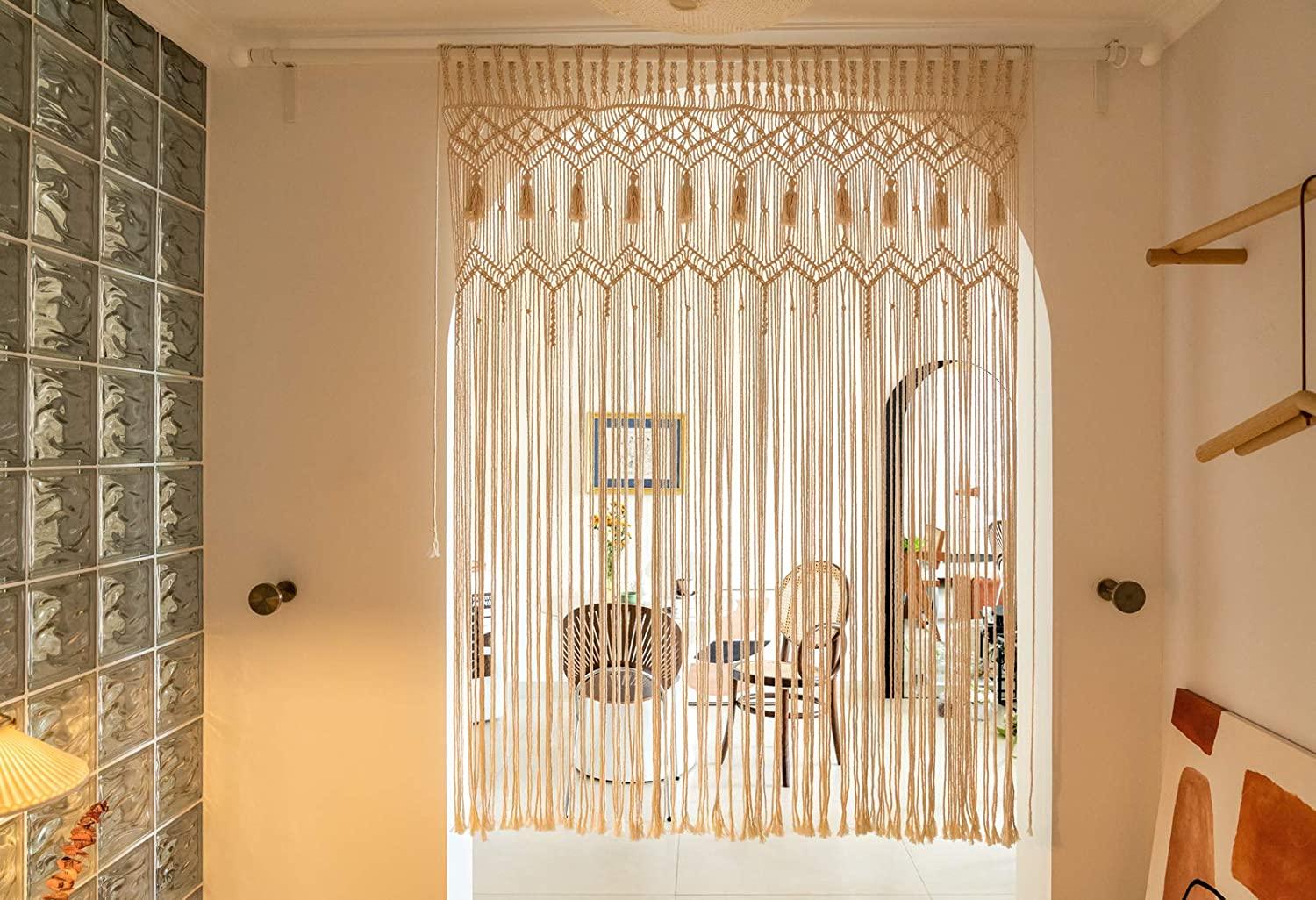 Macrame Curtain Large Boho Woven Wall Hanging Window Curtains - Lasercutwraps Shop