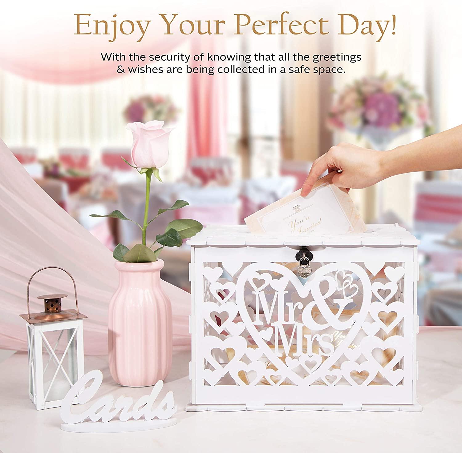 Wedding Card Box With Lock and Key, Card Box for Wedding, Rustic Wedding Decorations for Reception - Lasercutwraps Shop